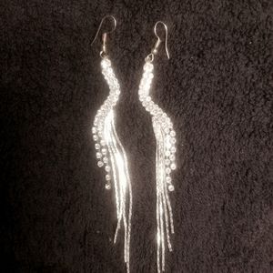 ❤SALE! Silver w/Rhinestone Dangle Earrings-NWOT